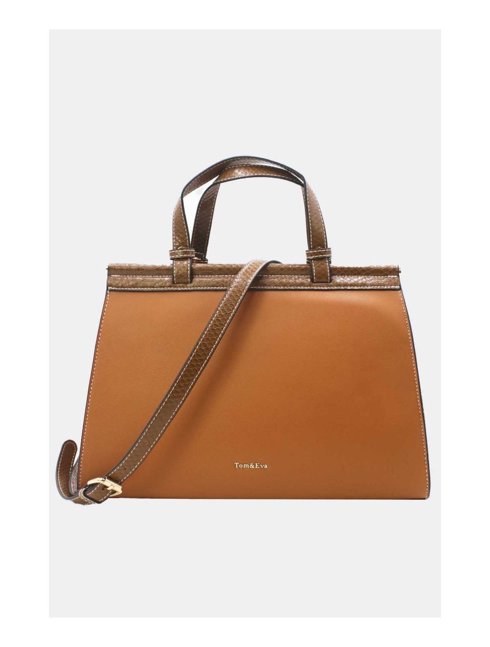 Tom&eva Sac à Main Multi Compartiments Bicolore 6978-Marron