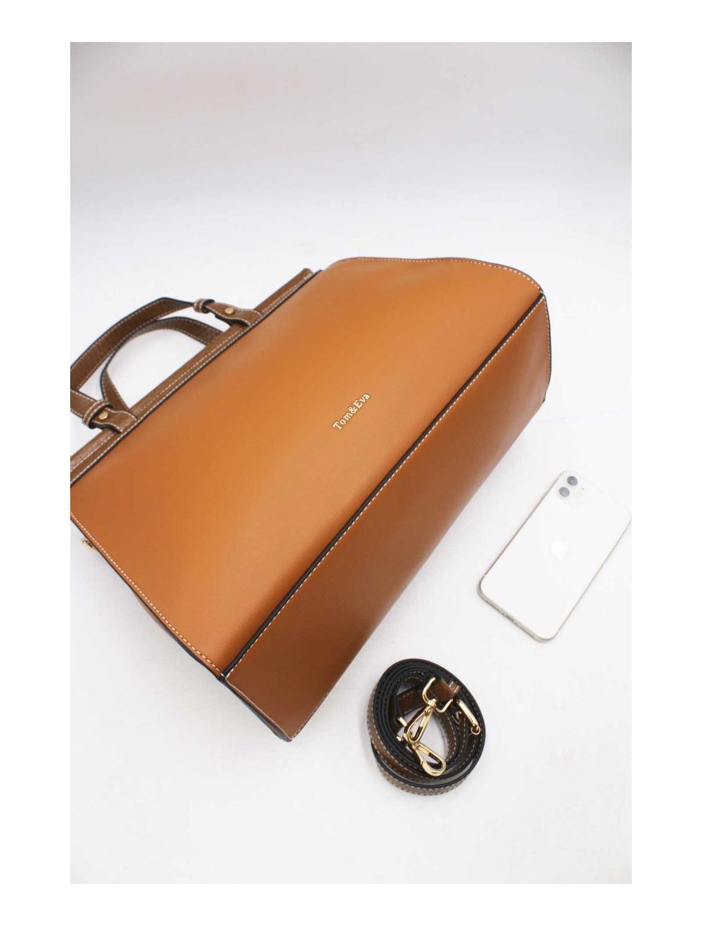 tom&eva Sac à Main Multi compartiments Bicolore 6978-Marron