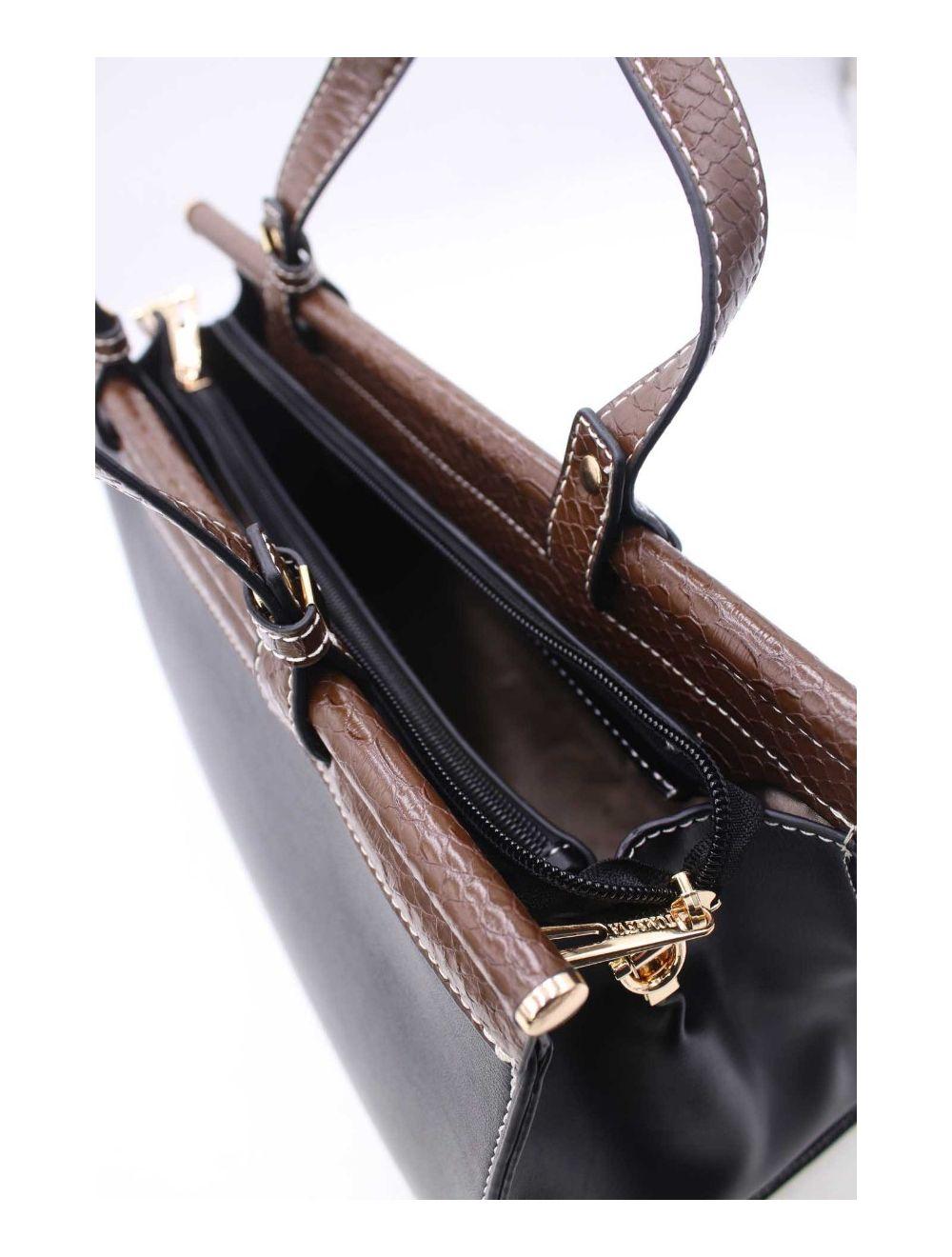 Tom&eva Sac à Main Multi Compartiments Bicolore 6978-Noir