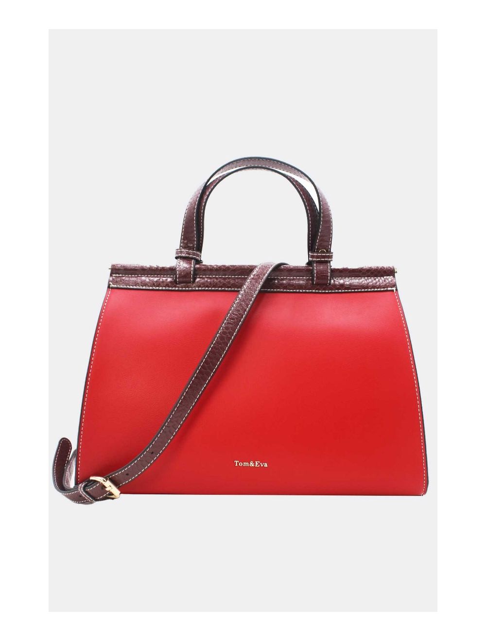 Tom&eva Sac à Main Multi Compartiments Bicolore 6978-Rouge