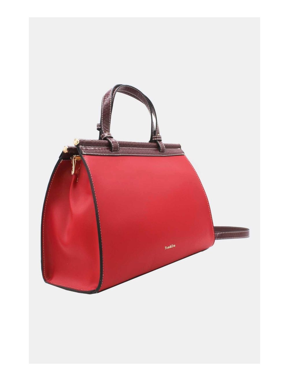 Tom&eva Sac à Main Multi Compartiments Bicolore 6978-Rouge