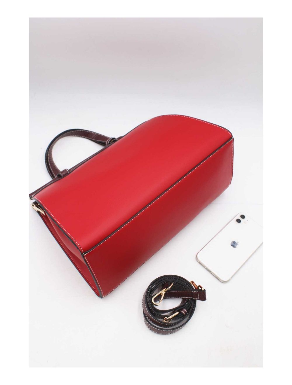 Tom&eva Sac à Main Multi Compartiments Bicolore 6978-Rouge