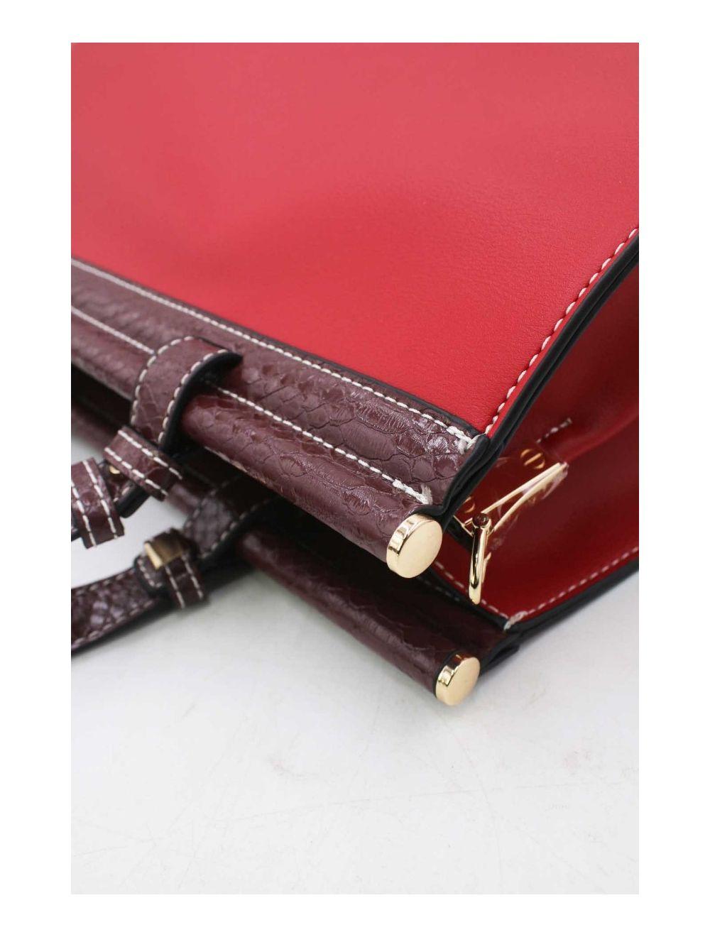 tom&eva Sac à Main Multi compartiments Bicolore 6978-Rouge