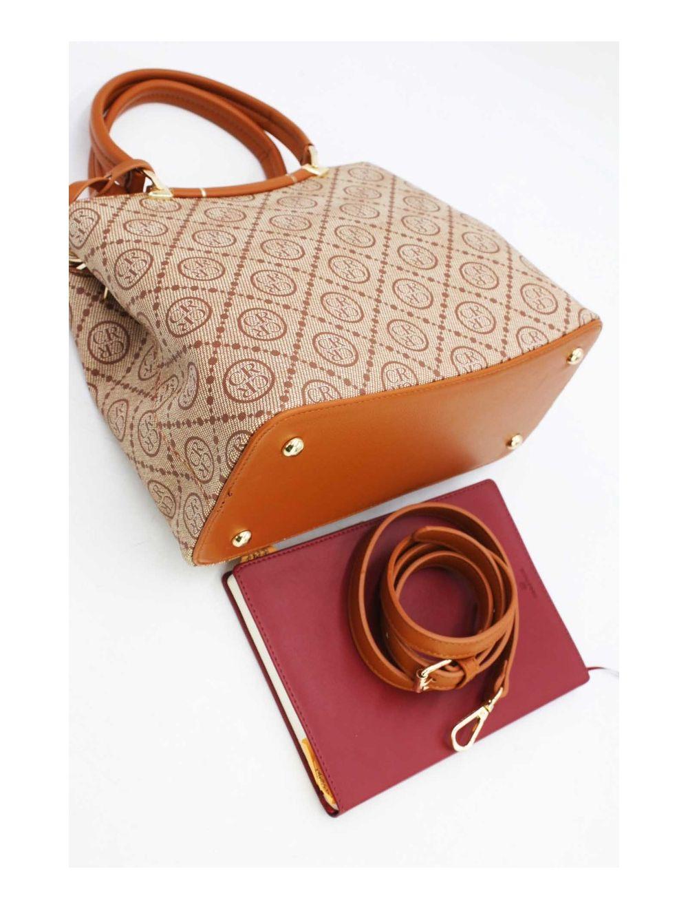 tom&eva Sac a Main Multi Compartiments Monogramme 22B-5665-Brown