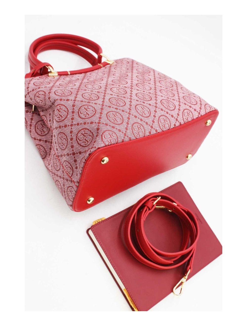 tom&eva Sac a Main Multi Compartiments Monogramme 22B-5665-Red