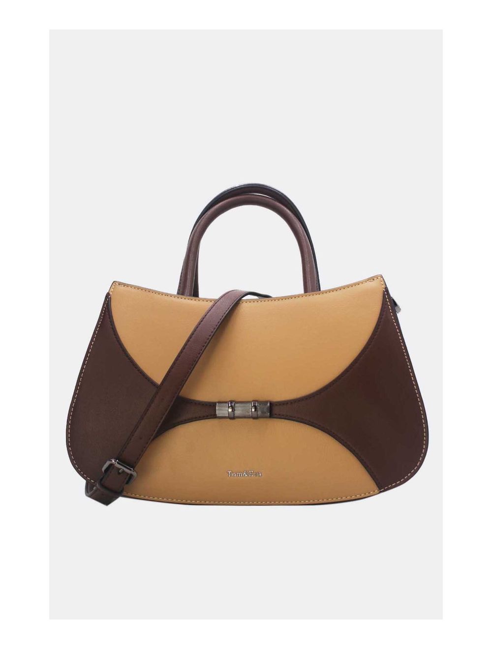 Tom&eva Sac à Main Patchwork Bicolore 24B-6026-Coffee/Khaki