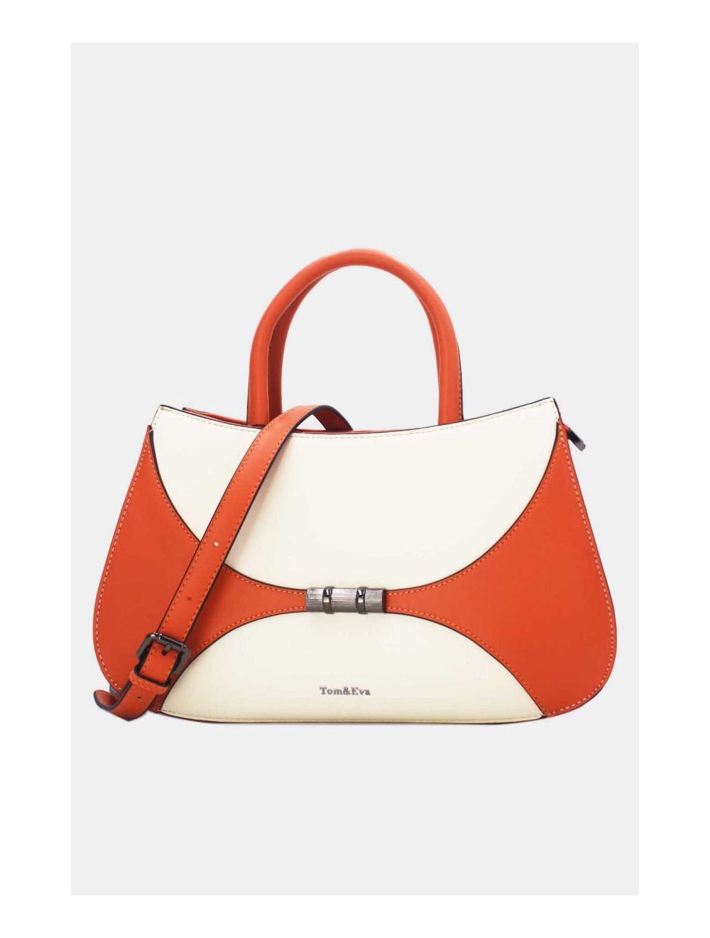 Tom&eva Sac à Main Patchwork Bicolore 24B-6026-Orange/White