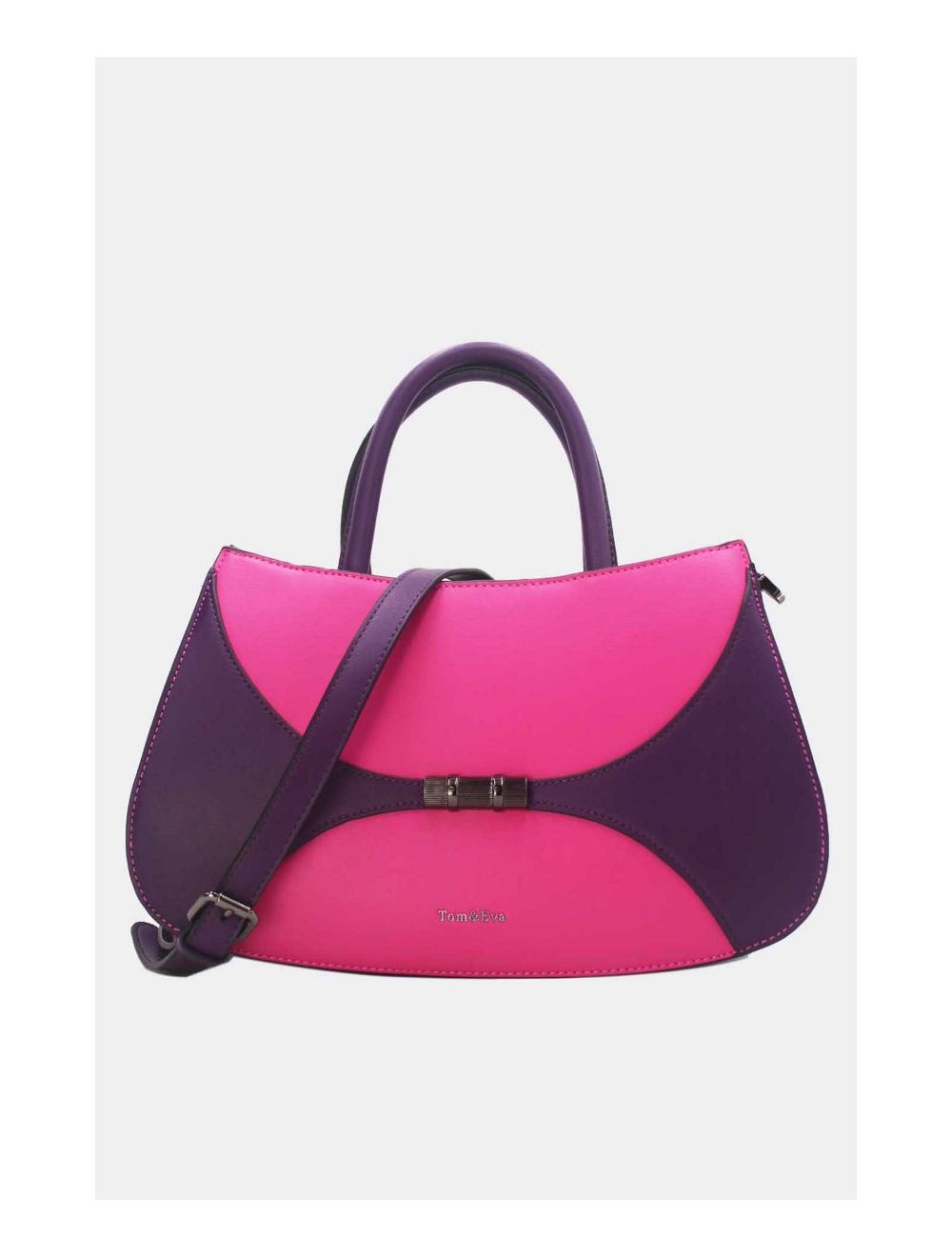 Tom&eva Sac à Main Patchwork Bicolore 24B-6026-Purple/Rose