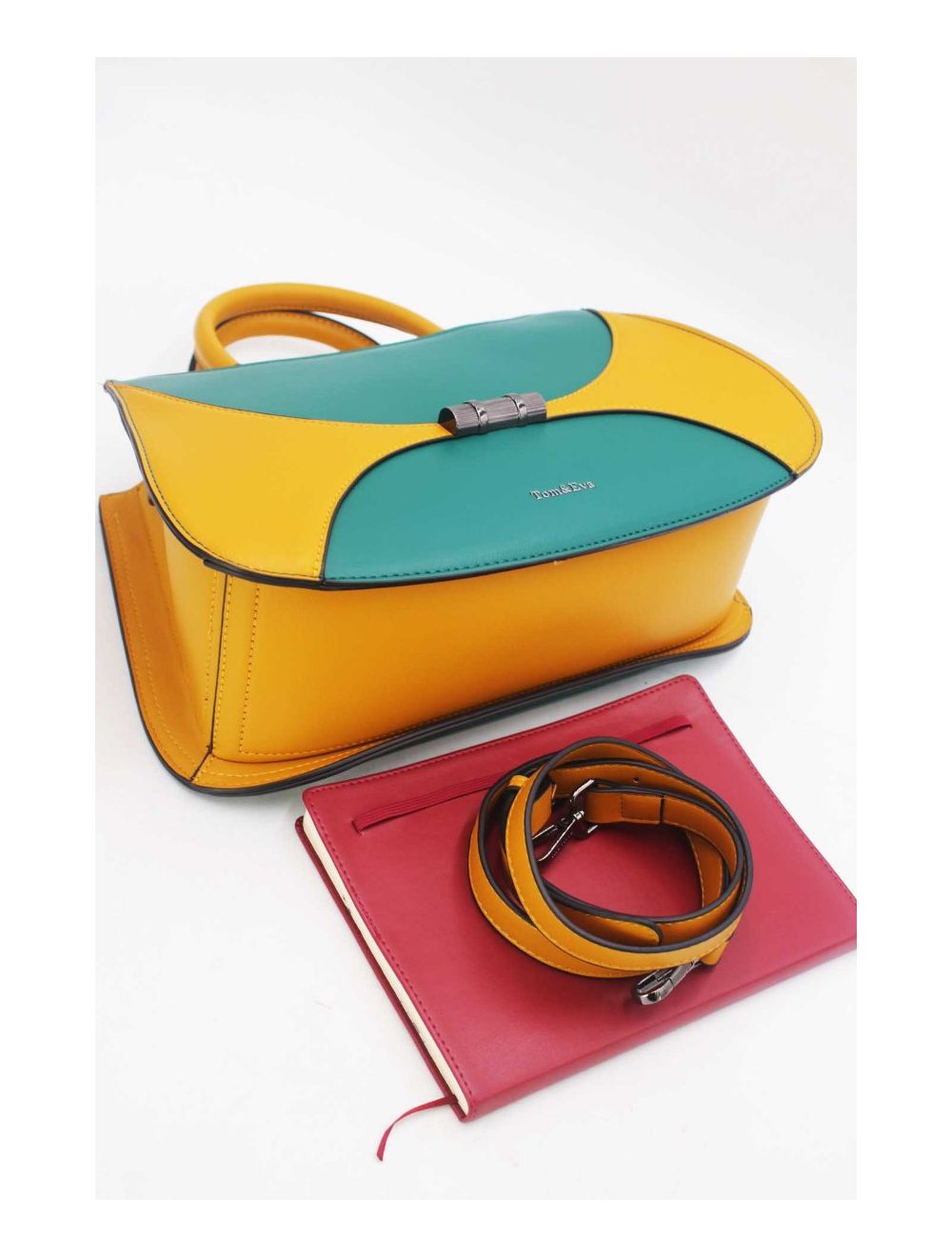 Tom&eva Sac à Main Patchwork Bicolore 24B-6026-Yellow/Green