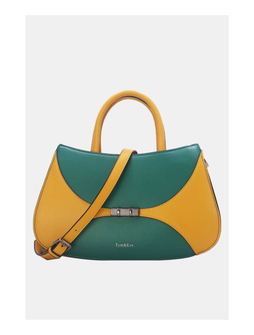 tom&eva Sac à Main Patchwork Bicolore 24B-6026-Yellow/Green