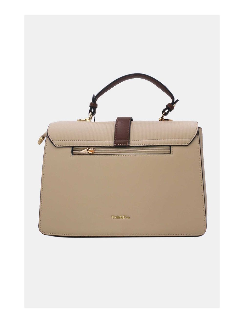 Tom&eva Sac à Main Patchwork Rayure Embossé 24B-6106-Apricot/Coffee