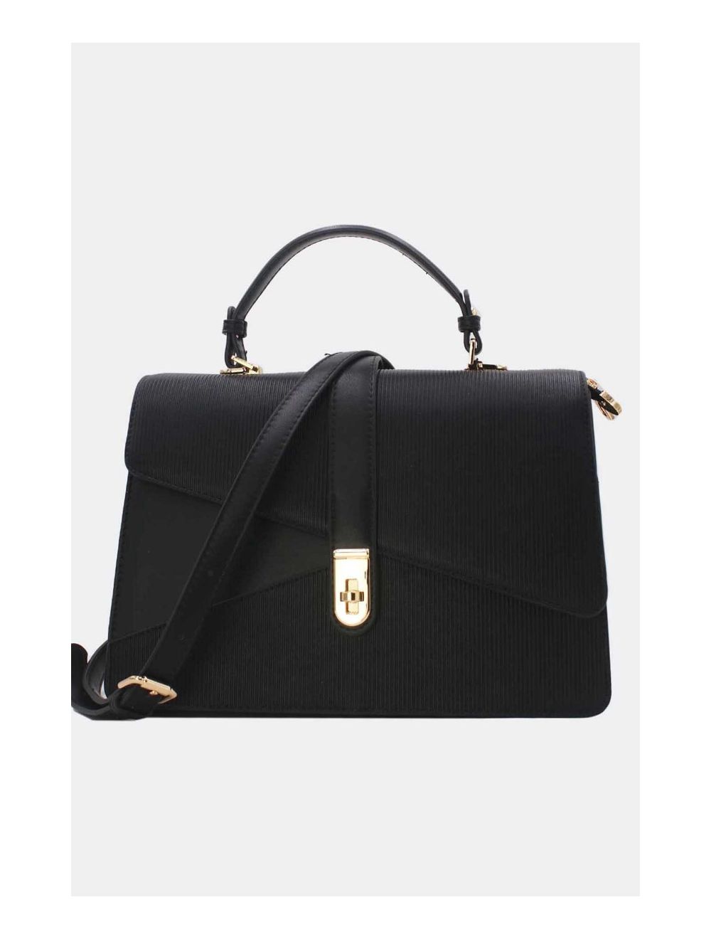 Tom&eva Sac à Main Patchwork Rayure Embossé 24B-6106-Noir