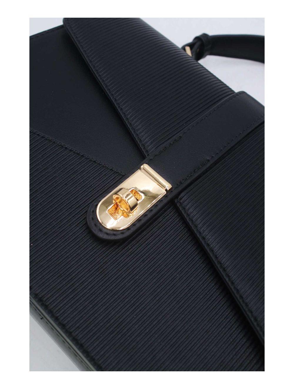 tom&eva Sac à Main Patchwork Rayure Embossé 24B-6106-Noir