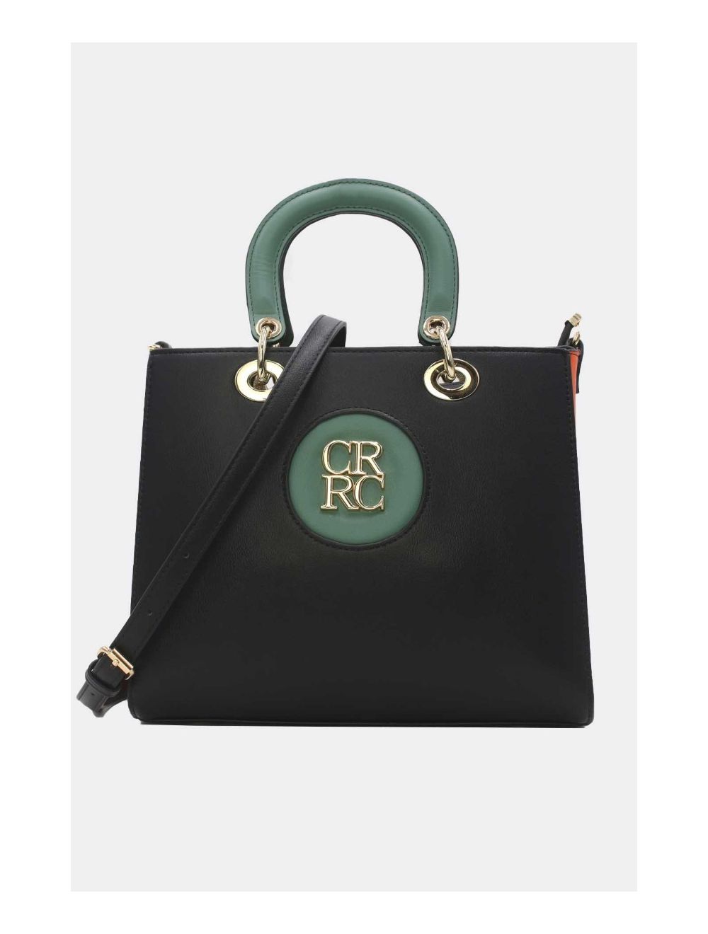 Tom&eva Sac à Main Porté Travers Bicolore 23B-5837-Black/Green