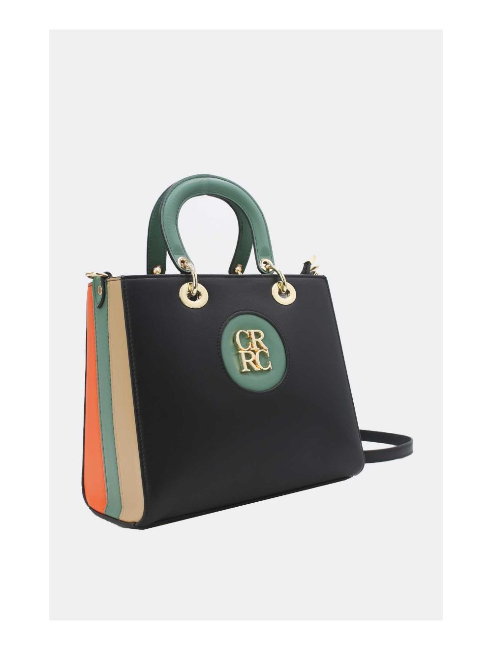 Tom&eva Sac à Main Porté Travers Bicolore 23B-5837-Black/Green