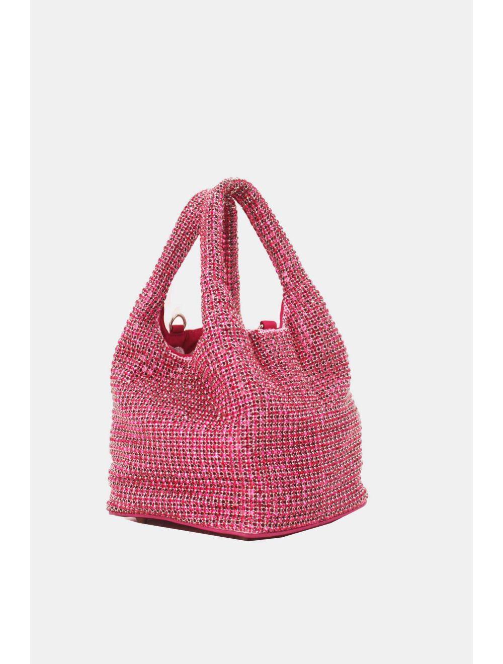 Tom&eva Sac À Main Seau Diamant Strass Pour Femmes-22P-5605-Fushia