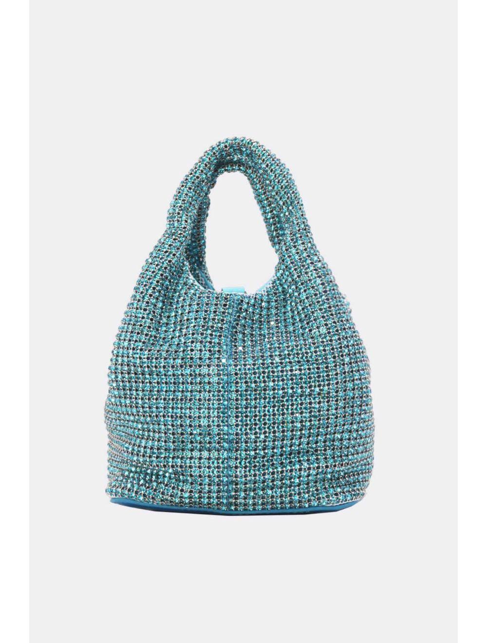 Tom&eva Sac À Main Seau Diamant Strass Pour Femmes-22P-5605-Bleuciel