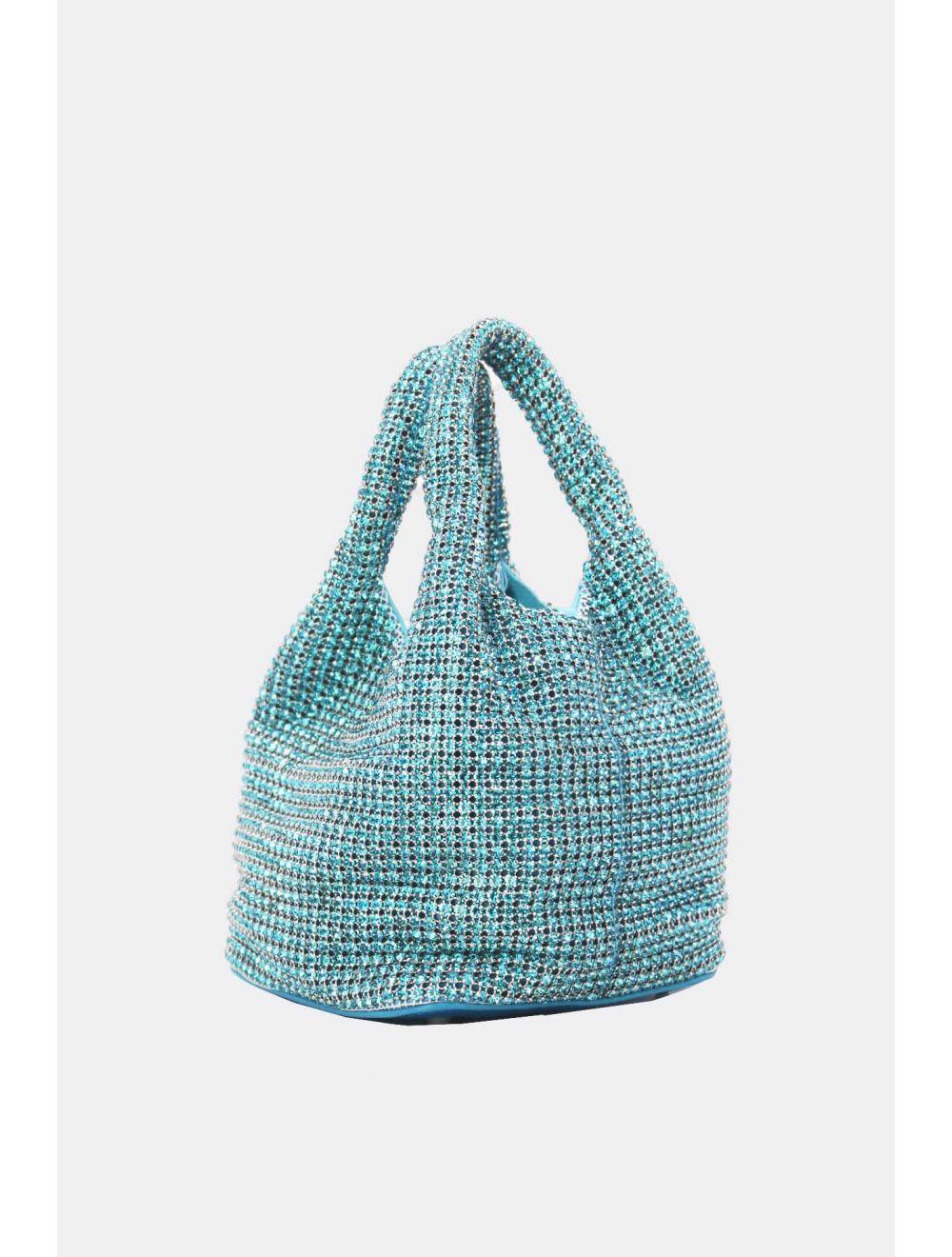 Tom&eva Sac À Main Seau Diamant Strass Pour Femmes-22P-5605-Bleuciel