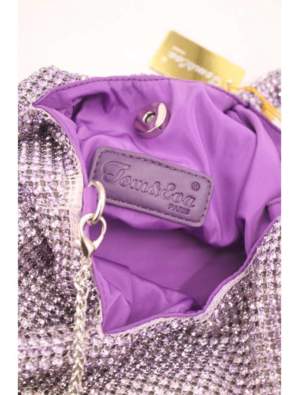 Tom&eva Sac À Main Seau Diamant Strass Pour Femmes-22P-5605-Violet/Argent