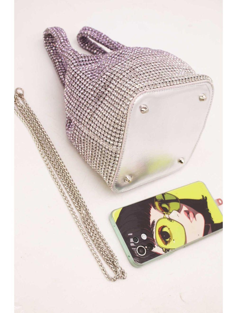 tom&eva Sac À Main Seau Diamant Strass Pour Femmes-22P-5605-Violet/Argent