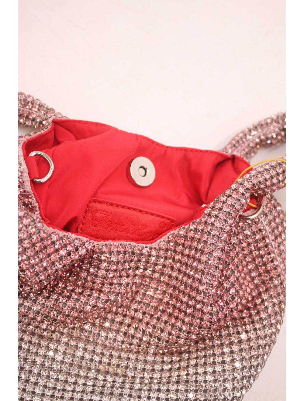 Tom&eva Sac À Main Seau Diamant Strass Pour Femmes-22P-5605-Rose/Argent