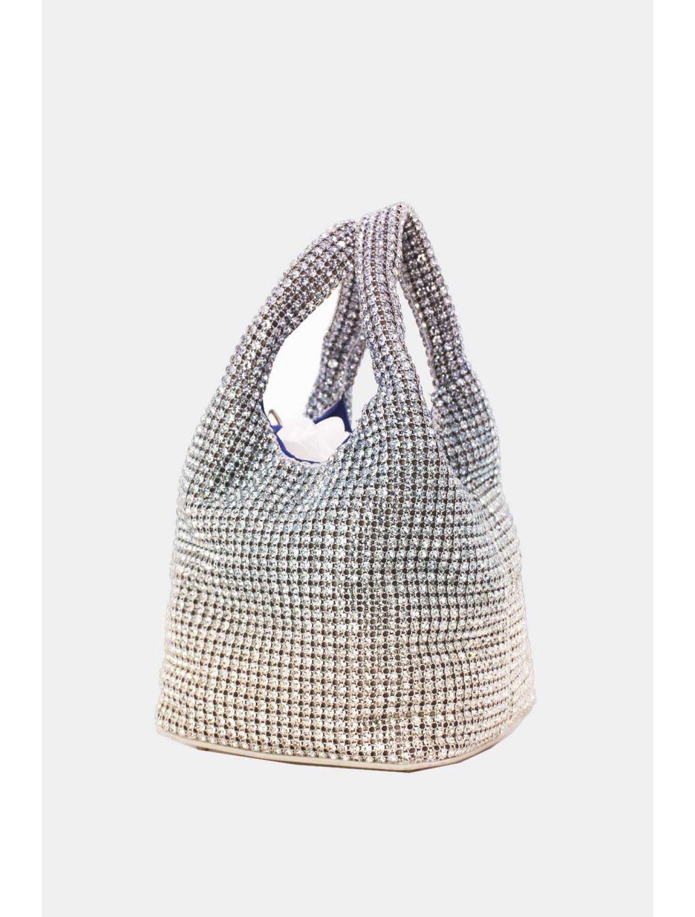 Tom&eva Sac À Main Seau Diamant Strass Pour Femmes-22P-5605-Bleu/Argent