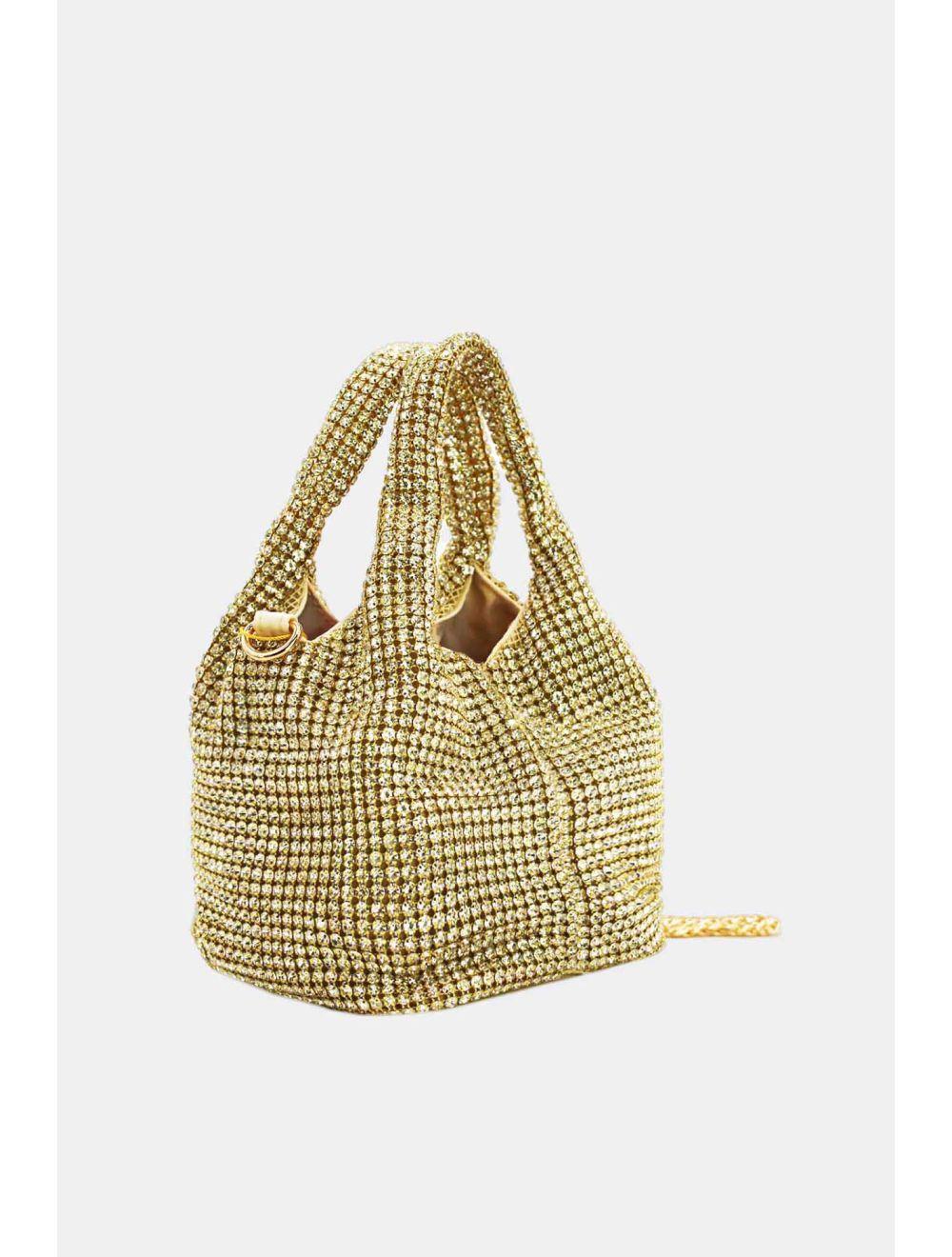 Tom&eva Sac À Main Seau Diamant Strass Pour Femmes-22P-5605-Doré
