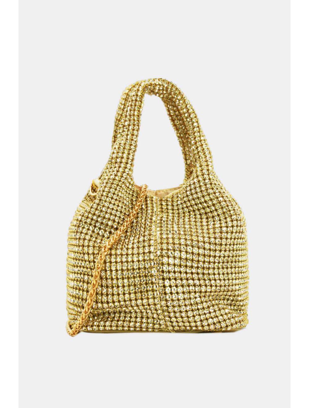 tom&eva Sac À Main Seau Diamant Strass Pour Femmes-22P-5605-Doré