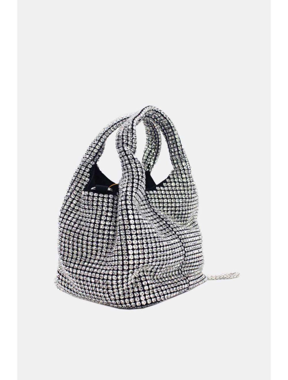 Tom&eva Sac À Main Seau Diamant Strass Pour Femmes-22P-5605-Noir