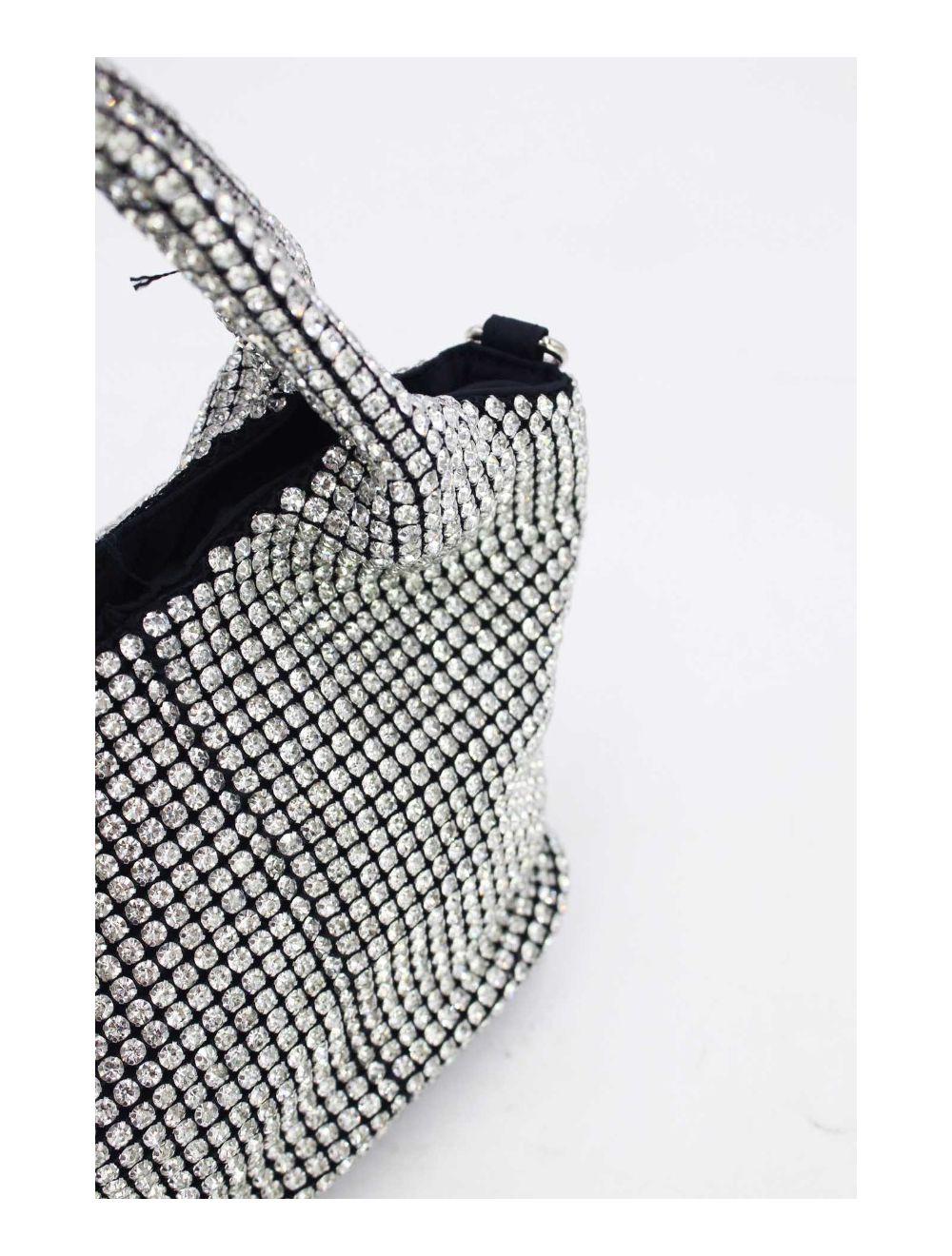 Tom&eva Sac À Main Seau Diamant Strass Pour Femmes-22P-5605-Noir