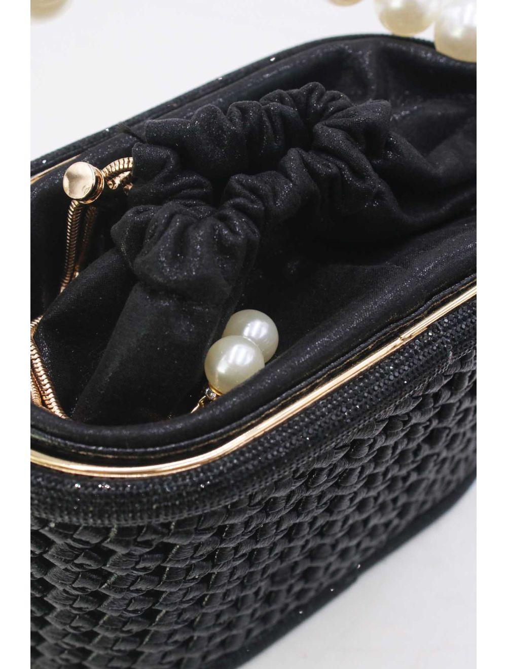 Tom&eva Sac à Main Soirée à Anse Perles 24P-5859-Noir