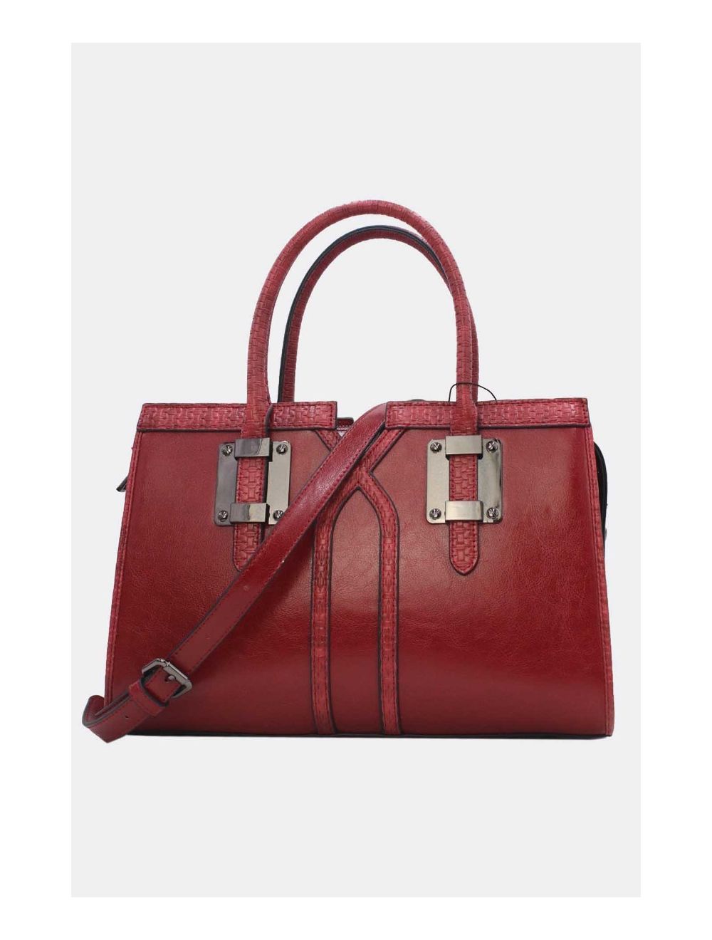 Tom&eva Sac à Main Style Vintage à Anse Embossé 24B-6101-Red/Burgundy