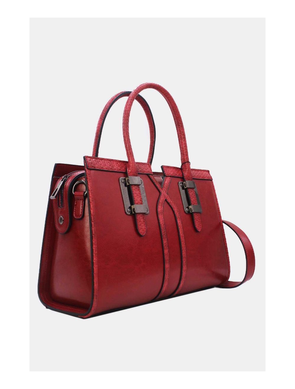 Tom&eva Sac à Main Style Vintage à Anse Embossé 24B-6101-Red/Burgundy