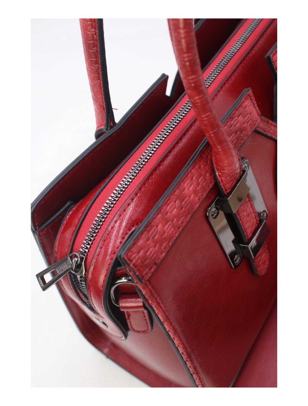 tom&eva Sac à Main Style Vintage à Anse Embossé 24B-6101-Red/Burgundy