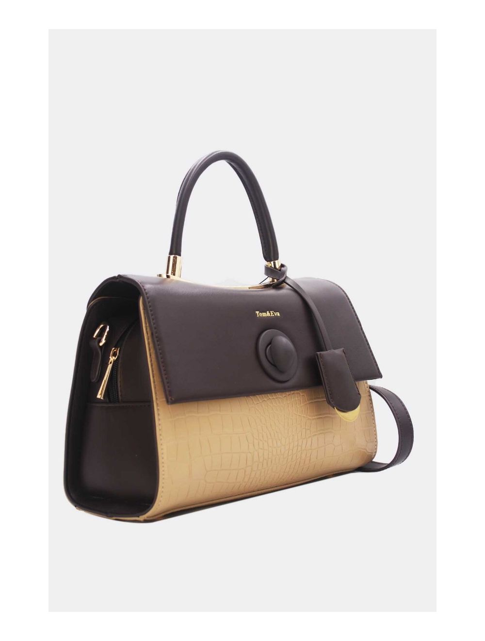 Tom&eva Sac à Main Style Vintage à Effet Croco 23B-5764-Apricot/Coffee