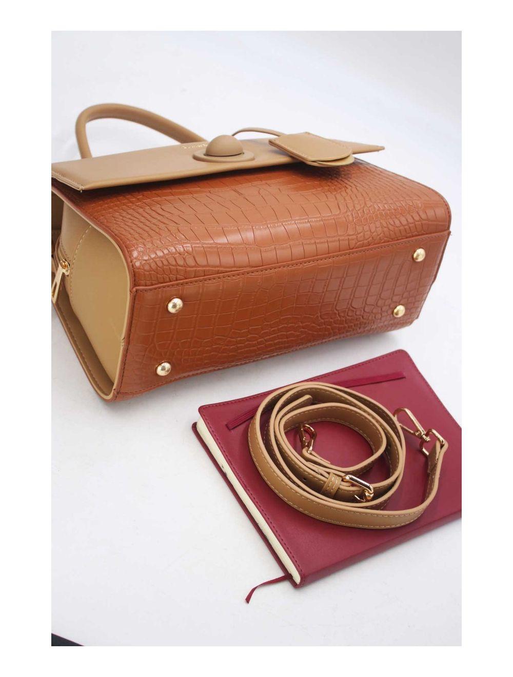 Tom&eva Sac à Main Style Vintage à Effet Croco 23B-5764-Brown/Apricot