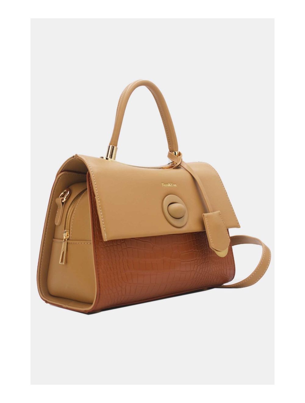 tom&eva Sac à Main Style Vintage à Effet Croco 23B-5764-Brown/Apricot