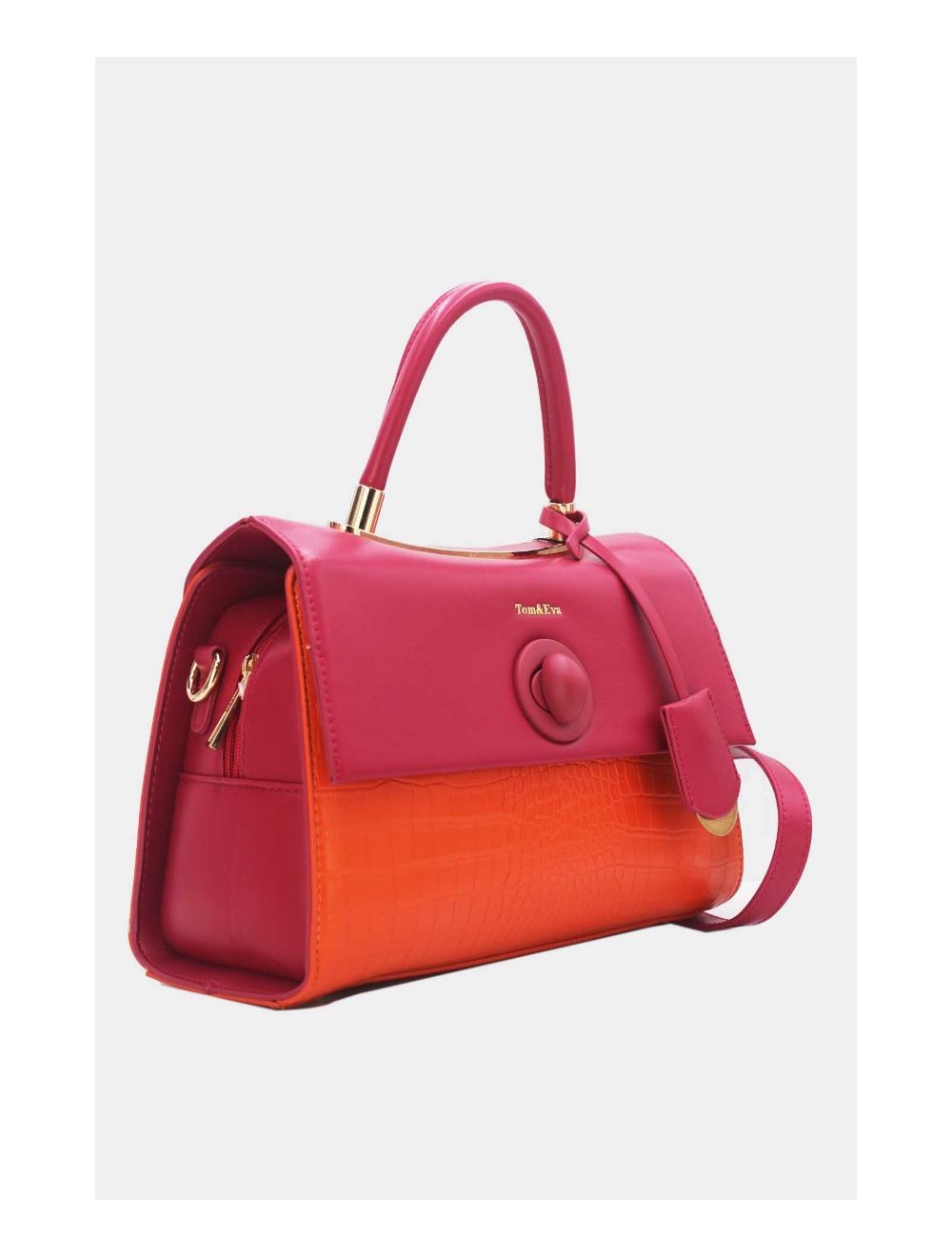 Tom&eva Sac à Main Style Vintage à Effet Croco 23B-5764-Orange/Rose