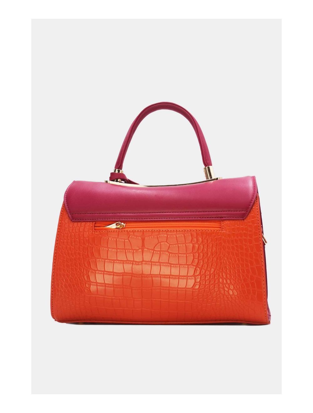 Tom&eva Sac à Main Style Vintage à Effet Croco 23B-5764-Orange/Rose
