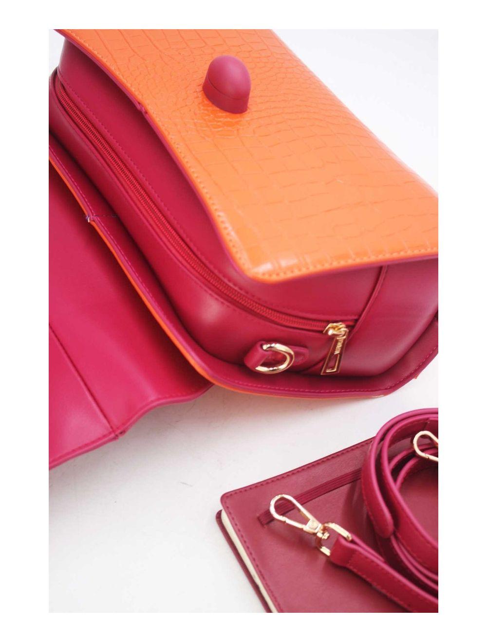 tom&eva Sac à Main Style Vintage à Effet Croco 23B-5764-Orange/Rose