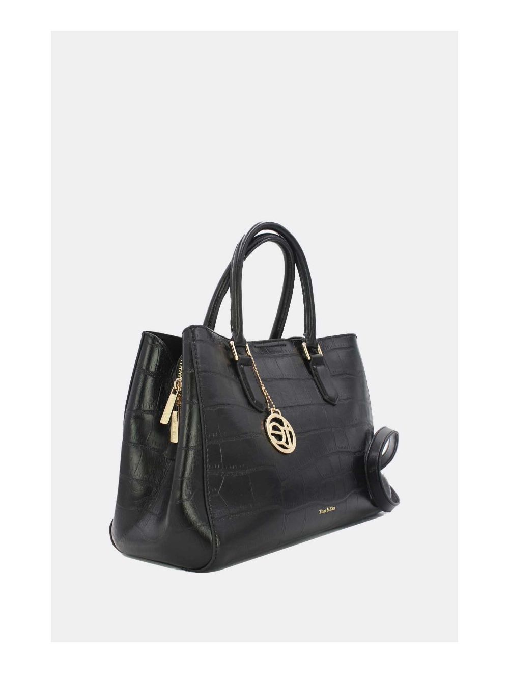 Tom&eva Sac à Main Vernis Avec Pochette Tablette Fixée-8008-Noir