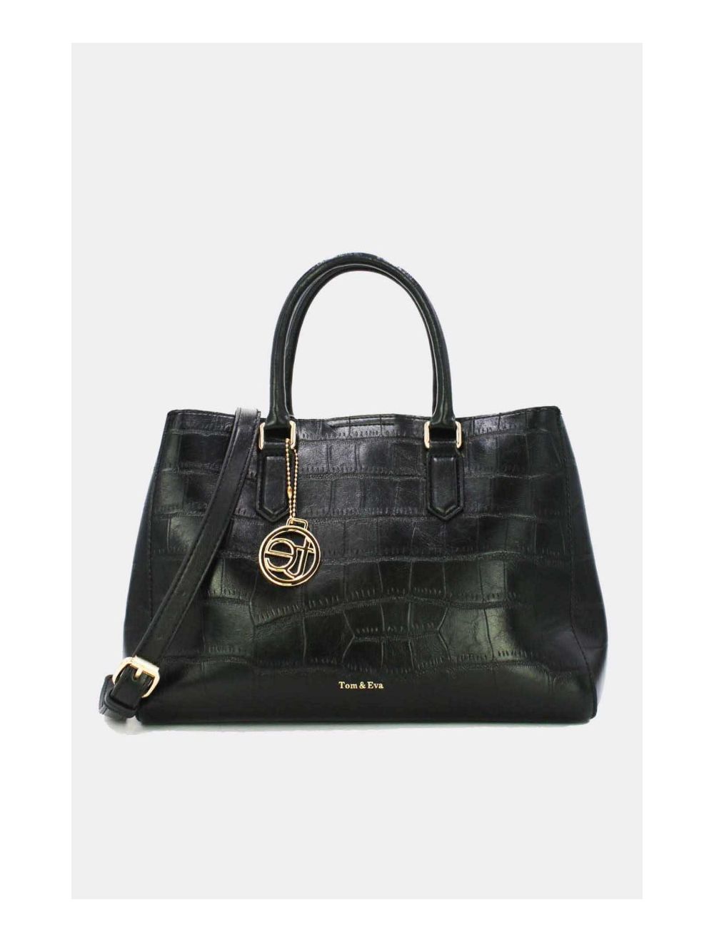 Tom&eva Sac à Main Vernis Avec Pochette Tablette Fixée-8008-Noir