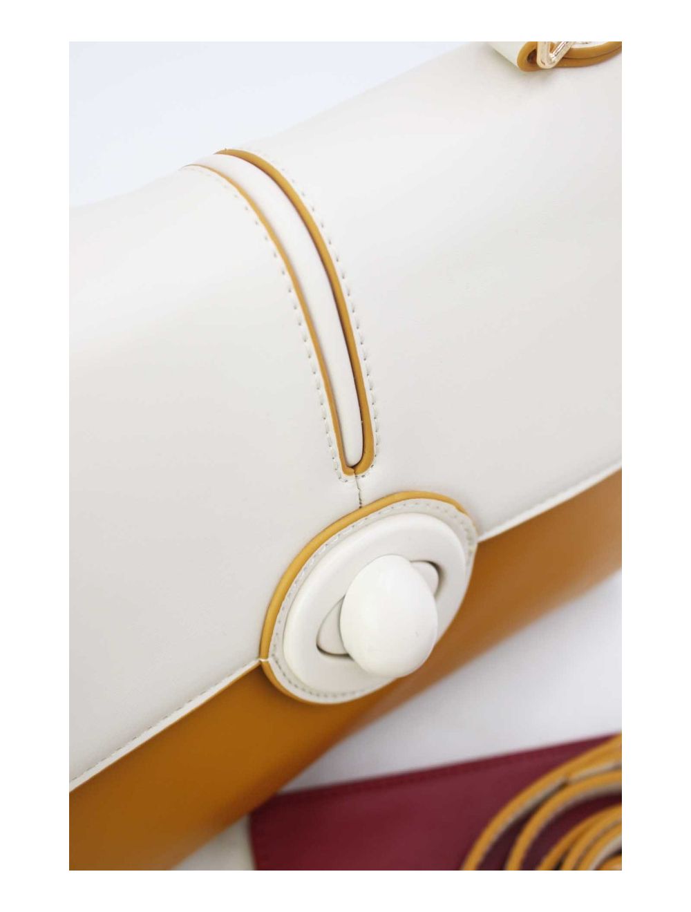 tom&eva Sac à Main Vintage Bicolore Effet Cuir Lisse 24B-5886-Yellow/Beige