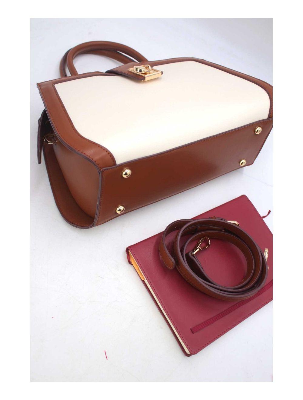 Tom&eva Sac à Main Vintage Femme 24B-5977L-Beige/D.Brown