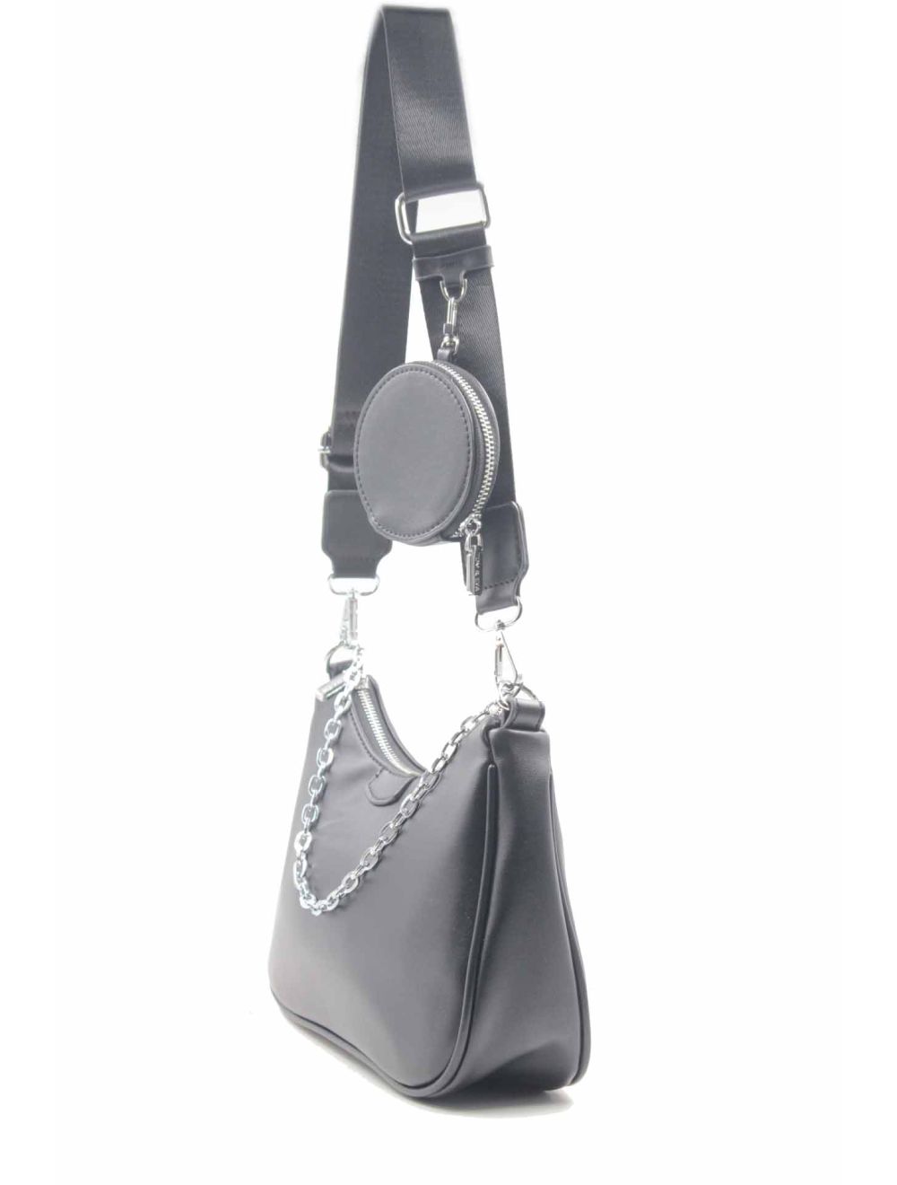 Tom&eva Sac Baguette Effet Cuir à La Chaîne Avec Porte-monnaie-20H-3023-Noir