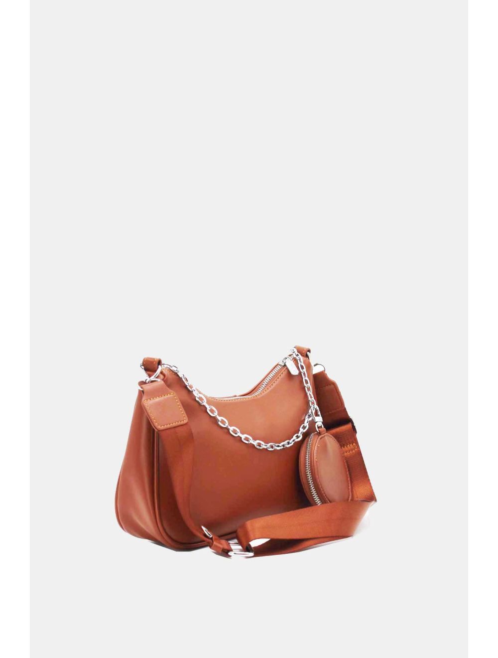 Tom&eva Sac Baguette Effet Cuir à La Chaîne Avec Porte-monnaie-20H-3023-Marron