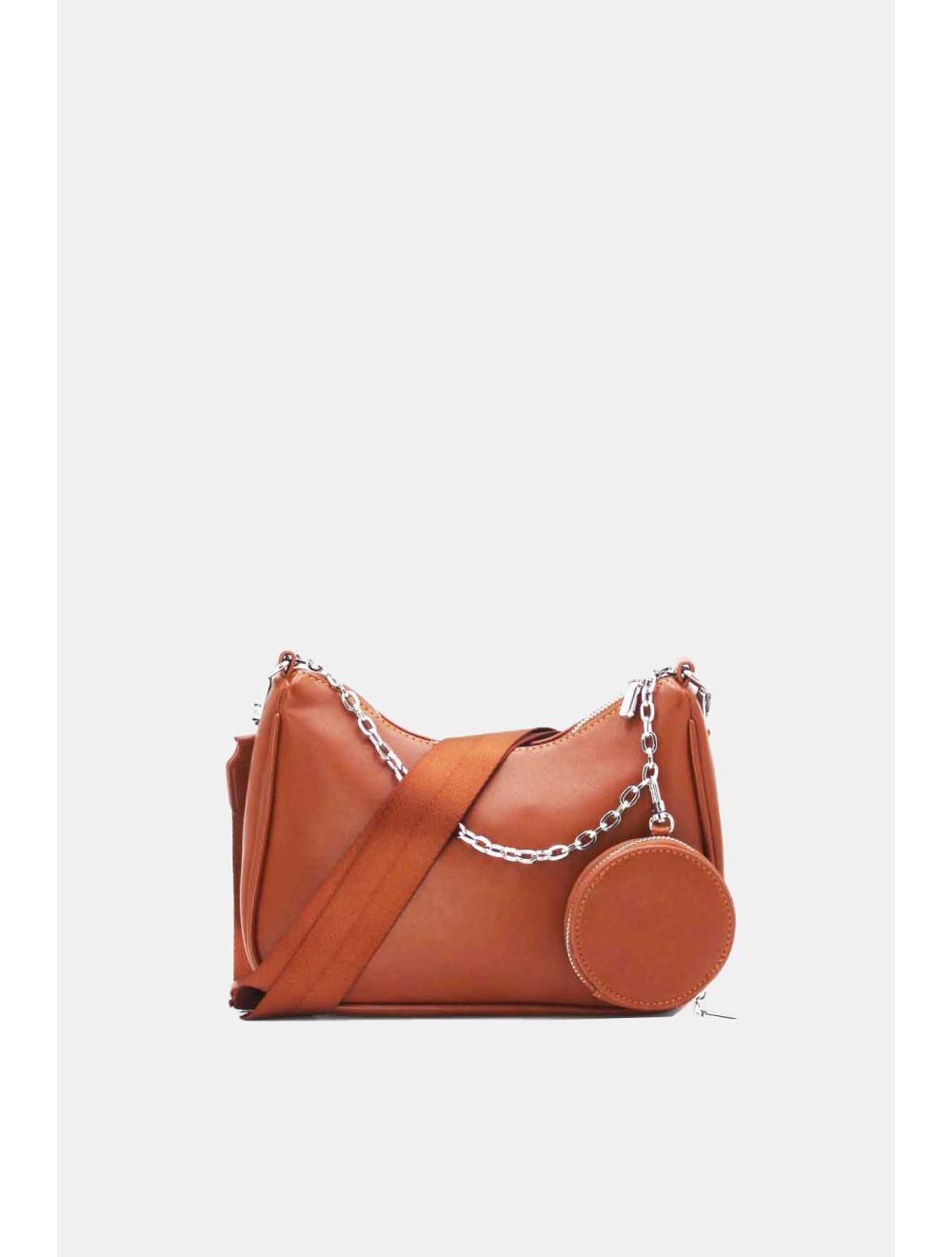 tom&eva Sac Baguette Effet Cuir à la Chaîne avec Porte-monnaie-20H-3023-Marron