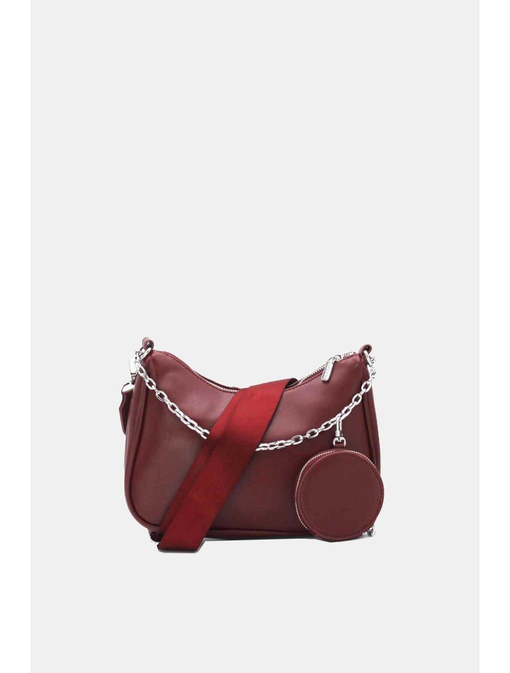 tom&eva Sac Baguette Effet Cuir à la Chaîne avec Porte-monnaie-20H-3023-Bordeaux