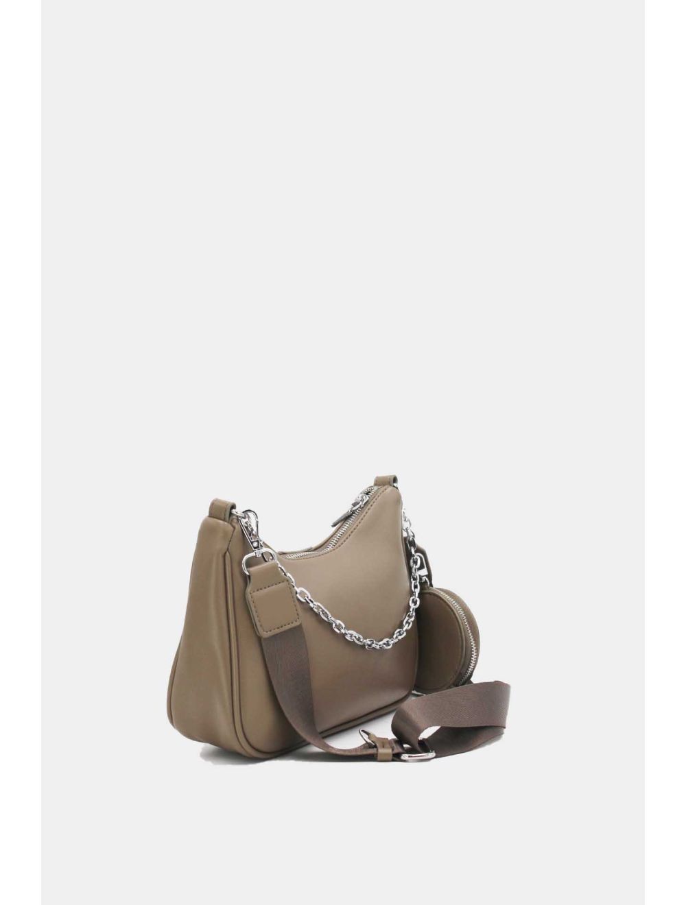 Tom&eva Sac Baguette Effet Cuir à La Chaîne Avec Porte-monnaie-20H-3023-Gris
