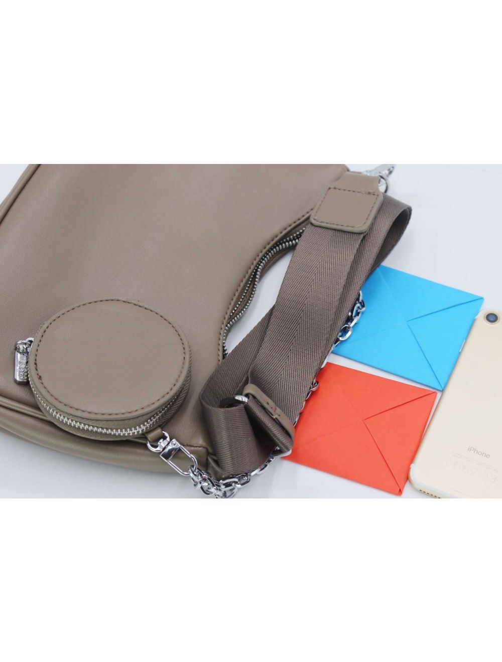 Tom&eva Sac Baguette Effet Cuir à La Chaîne Avec Porte-monnaie-20H-3023-Gris